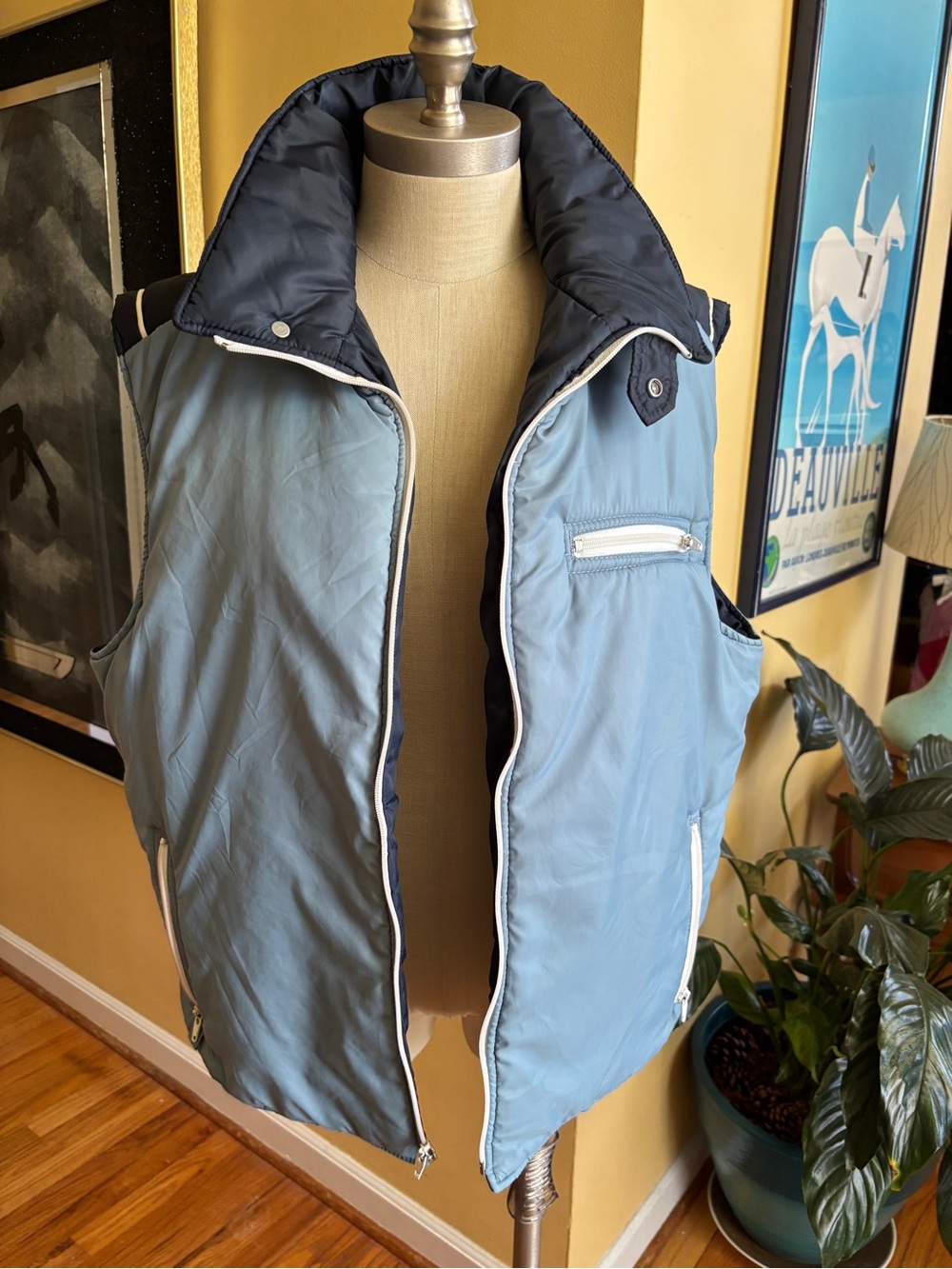 vintage blue ski vest